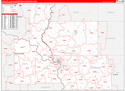 Sioux City Metro Area Wall Map Red Line Style 2026